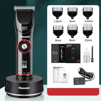 Мъжки машина за подстригване на коса, електрическа машинка за подстригване, професионален безжичен зареждане 2,5 часа живот на батерията до 10 часа, LCD дисплей с двоен екран