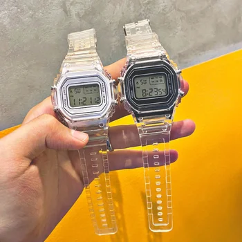 Нови Дамски мъжки часовници унисекс с модерен прозрачен каишка, led цифров часовник, дамски спортни електронни часовници в ярки цветове, умни часовници