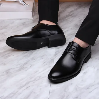 Нови марки класически мъжки модел обувки с остър бомбе, мъжки черни обувки за сватба-oxfords от лачена кожа, официални обувки голям размер 2020