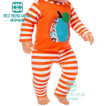 Облекло за кукли, подходяща за има кукли 43 см, оранжева тиква, светлина, комплект за Хелоуин