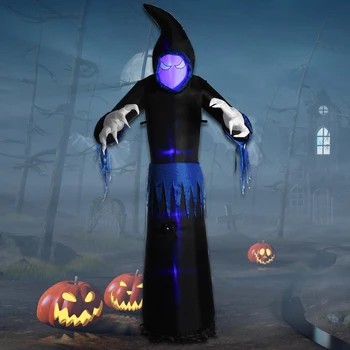 Огромна надуваема мрачен reaper с ужасен звук Украса за Хелоуин с led подсветка взривяване на аерозоли призрак за декор на двора на градината поляна