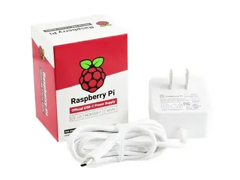Официален източник на захранване Raspberry Pi USB-C за Raspberry Pi 4 USB Type-C американския стандарт Бял/черен цвят Изходен ток 3,0, Както