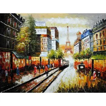Пейзажное изкуство, модерна живопис, абстрактна, ръчно рисувани с маслени бои върху платно в Париж, модерна френска проститутка, живопис, декорация на стени