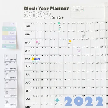 Планер Дневния ред на 2022 Година Сладко Planner, Календар На 2022 Година Със Стикери Монтиране на Дневна Графика Календар Office 365 Дневен ред За Нова Година