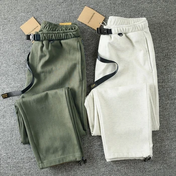 Плътни памучни прави панталони есенни мъжки свободни обикновена ежедневни панталони в стила на Жокера, трендови прави панталони армейского зелен цвят