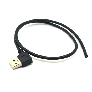Правоъгълен 90-градусов конектор USB 2.0 тип A 4 тел Открит кабел за заваряване САМ OEM Черен цвят, 50 см на 0,5 м