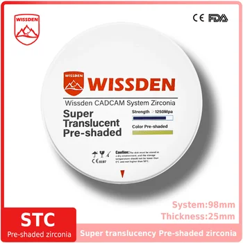 Предварително щрихованото циркониеви блокове Wissden Материали за стоматологична лаборатория STC 98,25 мм, CAD/CAM