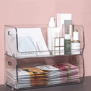 Притежател на Настолен кутия за съхранение на козметика, Скрин, органайзер, прозрачна кутия за маски, рафт за продукти за грижа за кожата в общежитието