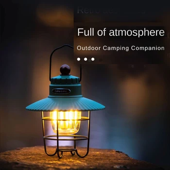Ретро Къмпинг Светлина Открит Преносим led Акумулаторна Окачен Лампа За Палатка Окачен Къмпинг Фенер, Лампа за Партита, Риболов, Туризъм