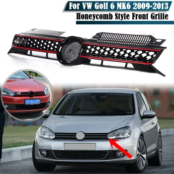 Решетка на радиатора предна броня на автомобила в стил GTI с клетъчна мрежа за Фолксваген VW Golf 6 MK6 2009-2013, мрежести централните състезателни решетки
