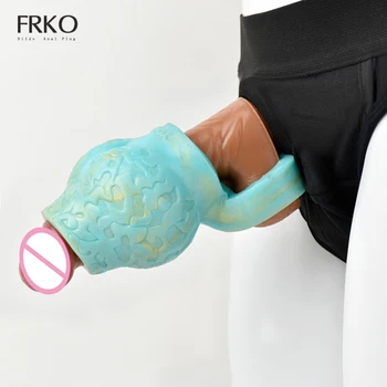 Силиконов ръкав за пениса FRKO, голям кучешки възел с пръстен Spermlock, забавяне на еякулацията, еротични играчки, за мъже, лупа пениса, секс продукти