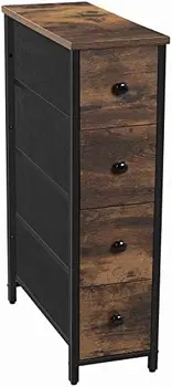 Скрин с чекмеджета, Вертикален Блок за съхранение с 4 чекмеджета от плат, за по-малки пространства и пукнатини, Метална Рамка, Тънък кула за съхранение, за всекидневната