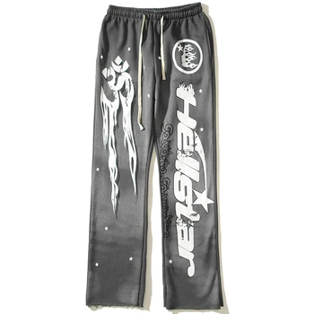 Спортни панталони Hellstar с класически принтом под формата на огнени букви, спортни панталони HELLSTAR в стил хип-хоп, ежедневни панталони за мъже и жени