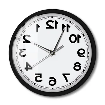 Часовници обратно на часовниковата стрелка и в обратна посока Начало декор Стенни часовници с активирането на звука умни безшумни не тикающие стенен часовник с метална рамка