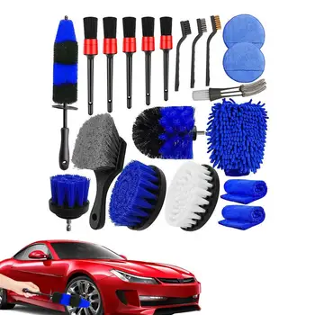 Четка за почистване на гуми 20 бр/компл. комплект четки за детайлите на колата Професионален комплект за почистване на автомобили, за почистване на мръсни гуми от мръсотия и пътища