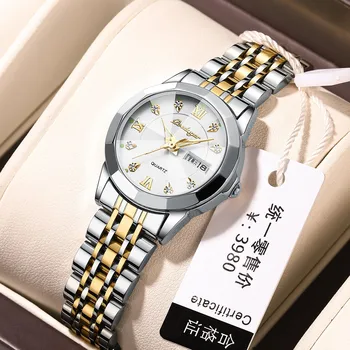 Швейцарски напълно нови дамски часовник Водоустойчив светещи ръчен часовник с двойно календар Женски Advanced Sense Континентален Китай